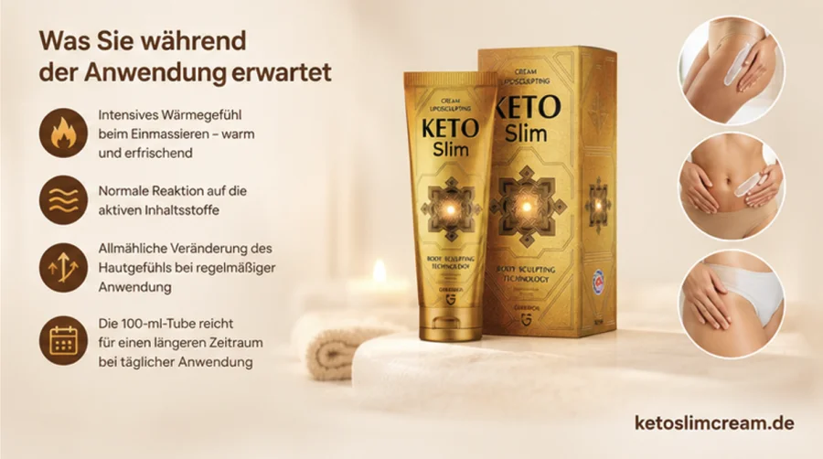 KetoSlim Cream — Wärmegefühl beim Einmassieren der Creme