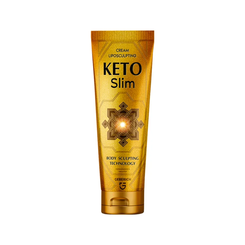 KetoSlim Cream — Tube und goldene Verpackung, Cream Liposculpting